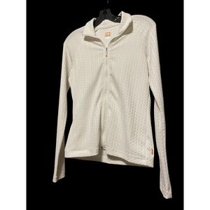 Lucy Tech White Cable Knit Full Zip Athleisure Jacket Women's Size S